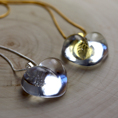 Simple White and/or Crystal Clear Heart Pendant - Calico Unicorn