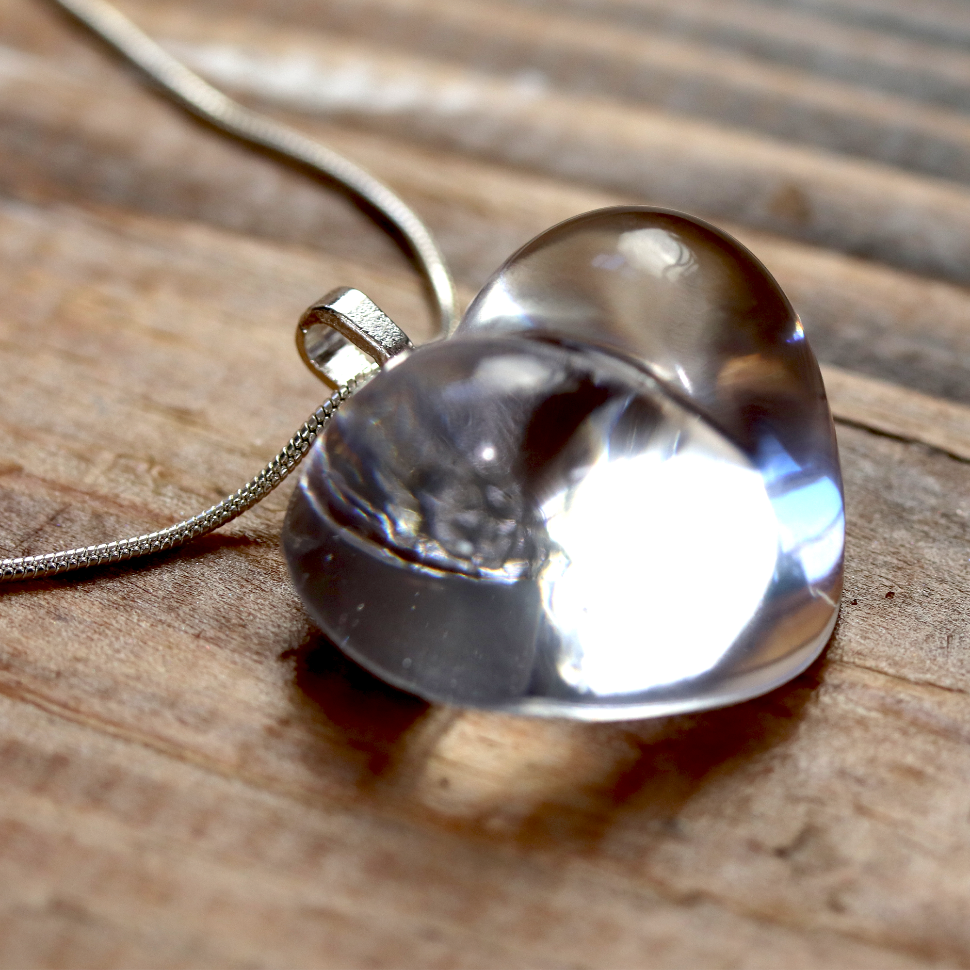 Simple White and/or Crystal Clear Heart Pendant - Calico Unicorn