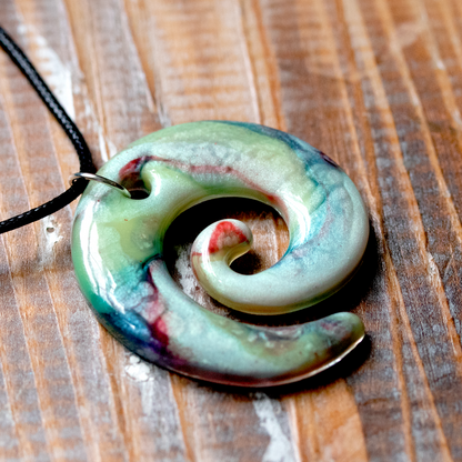 Opal Rainbow Marble Spiral Pendant