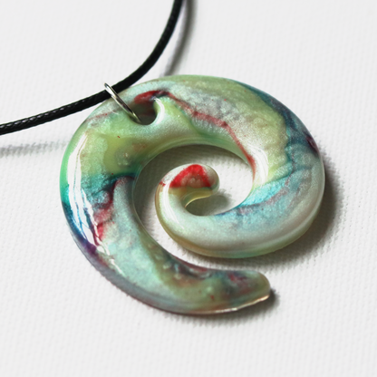 Opal Rainbow Marble Spiral Pendant