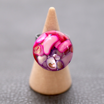 Pink and Purple Shell 'Wobble" Ring