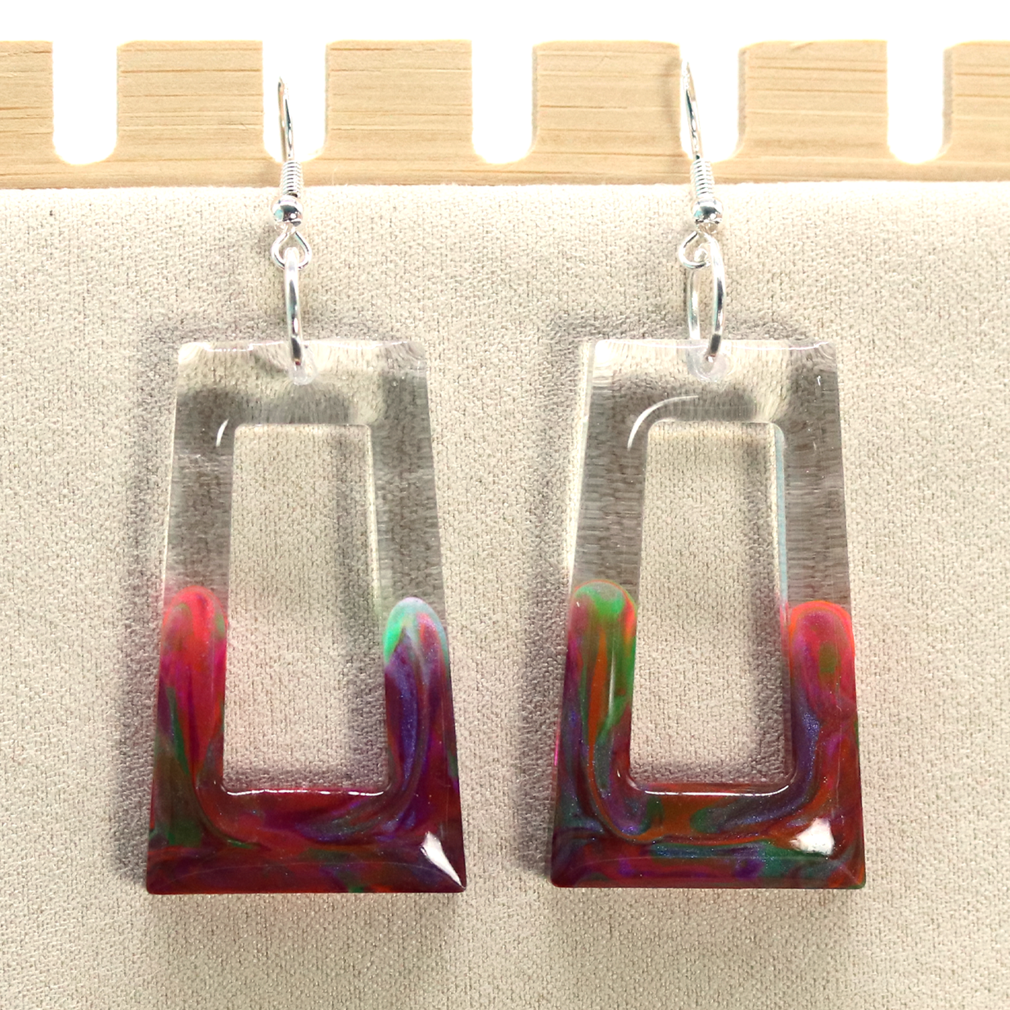 Psychedelic Swirl Boho Trapezoid-Shaped Earrings image 2