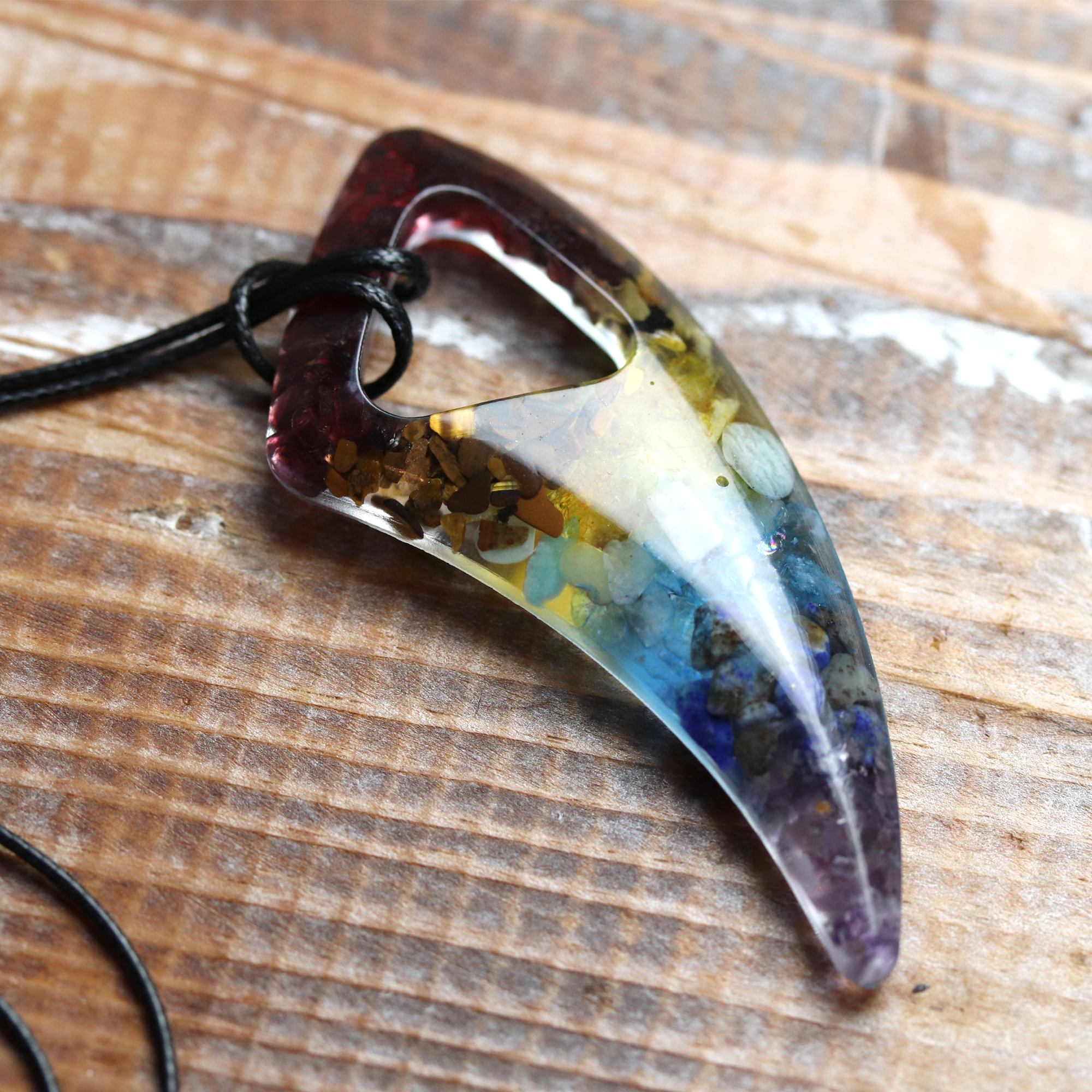 Tribal Wolf/Shark Tooth-Shaped Chakra Healing Crystal Pendant image 0