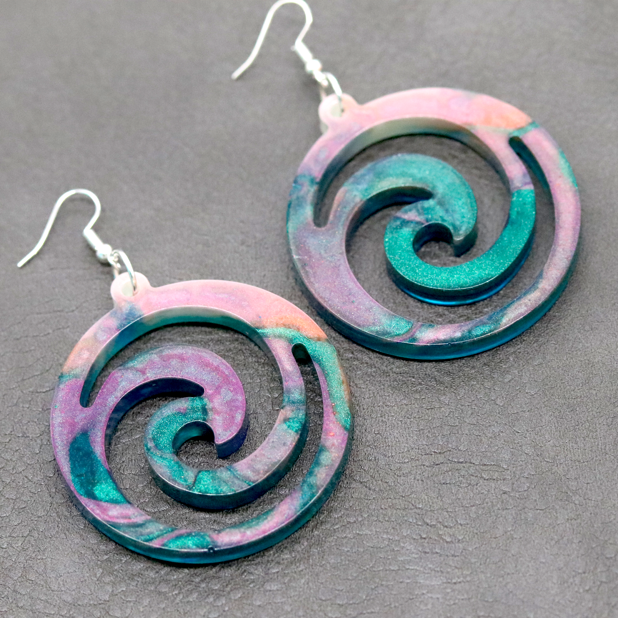 Jungle Marble Big Boho Spiral Earrings image 4