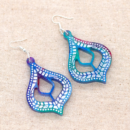 Teal + Purple Marble Moroccan-Inspired Boho Earrings image 3