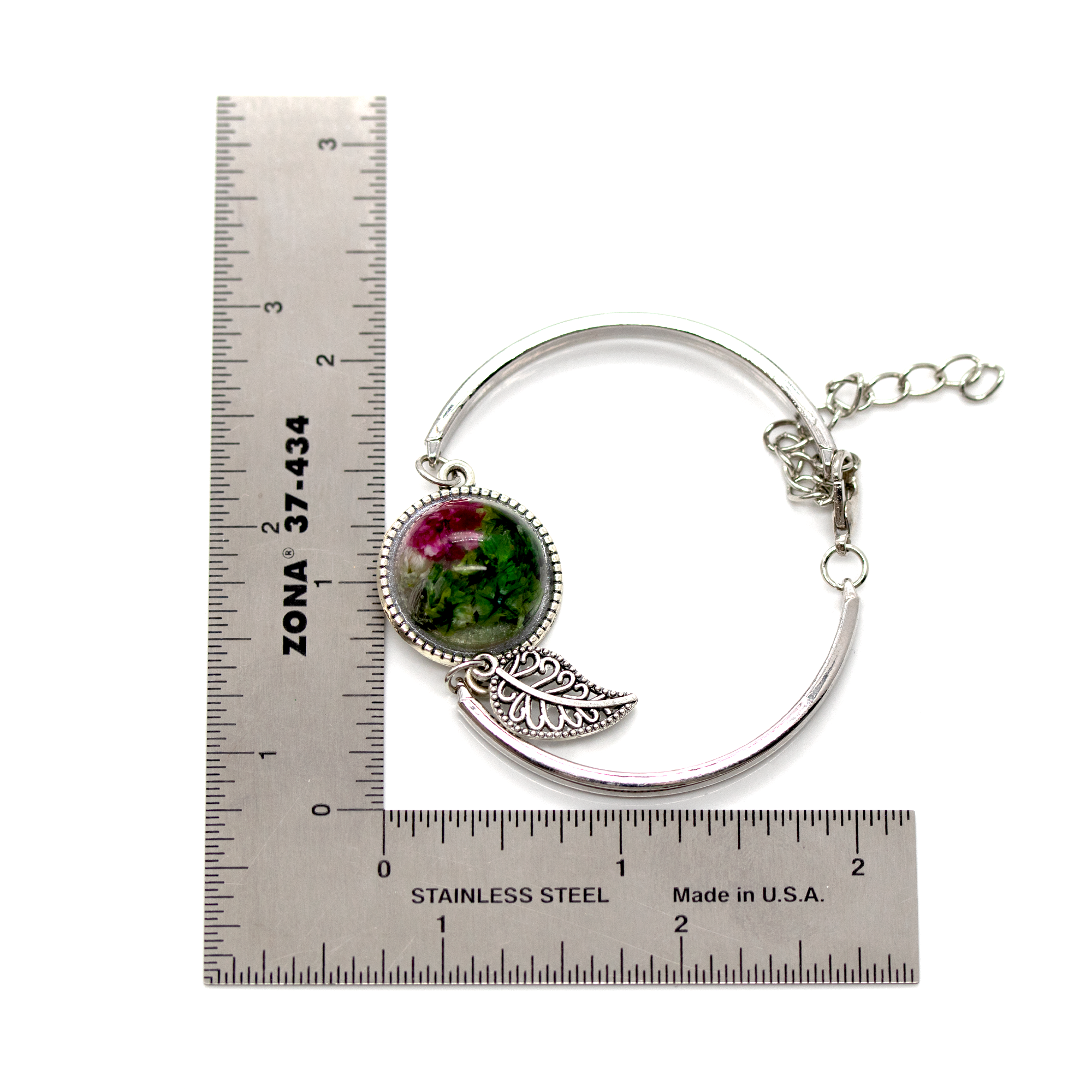 Love Botanical Flower Adjustable Silver Bracelet image 6