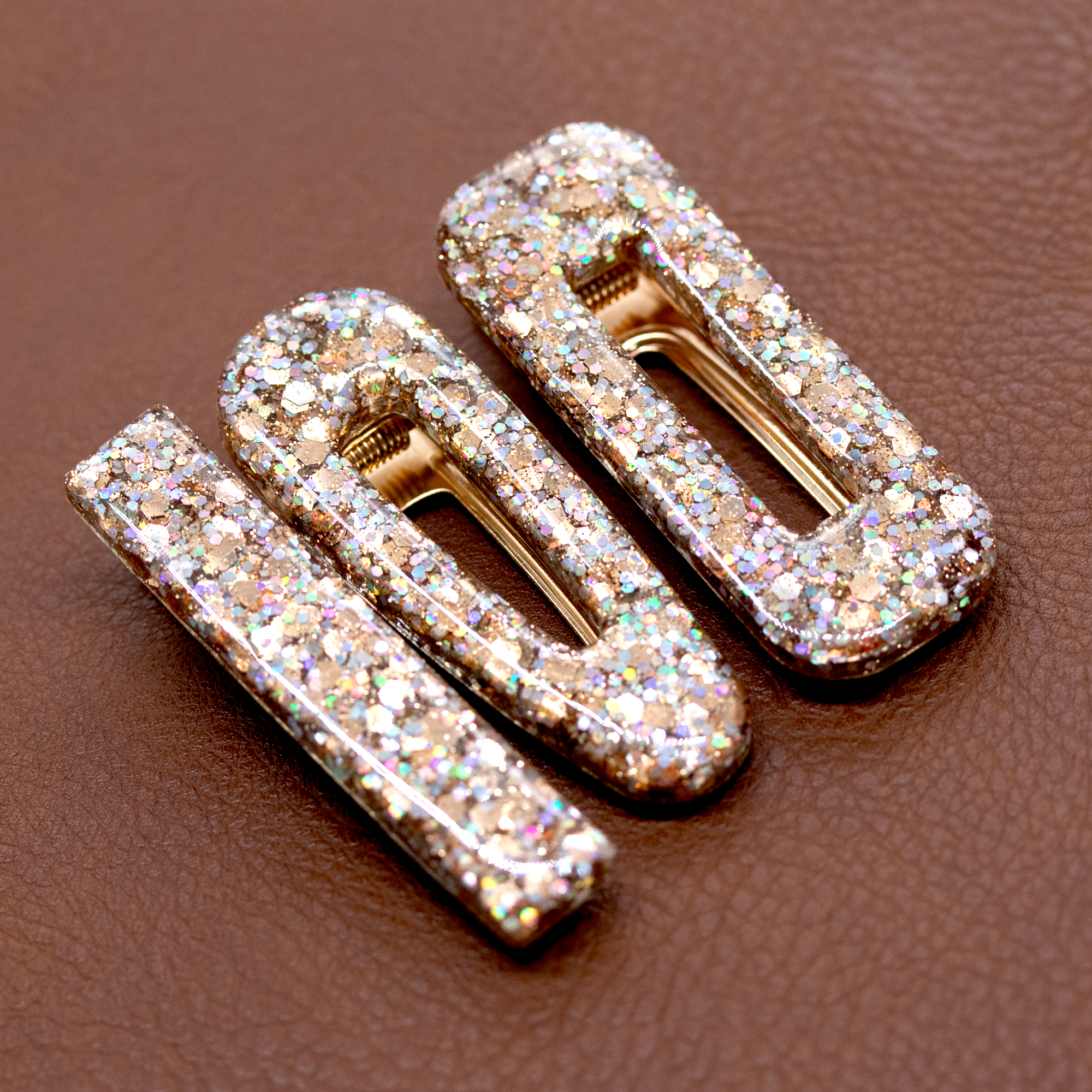 Sparkly Champagne Gold Barrette Set image 1