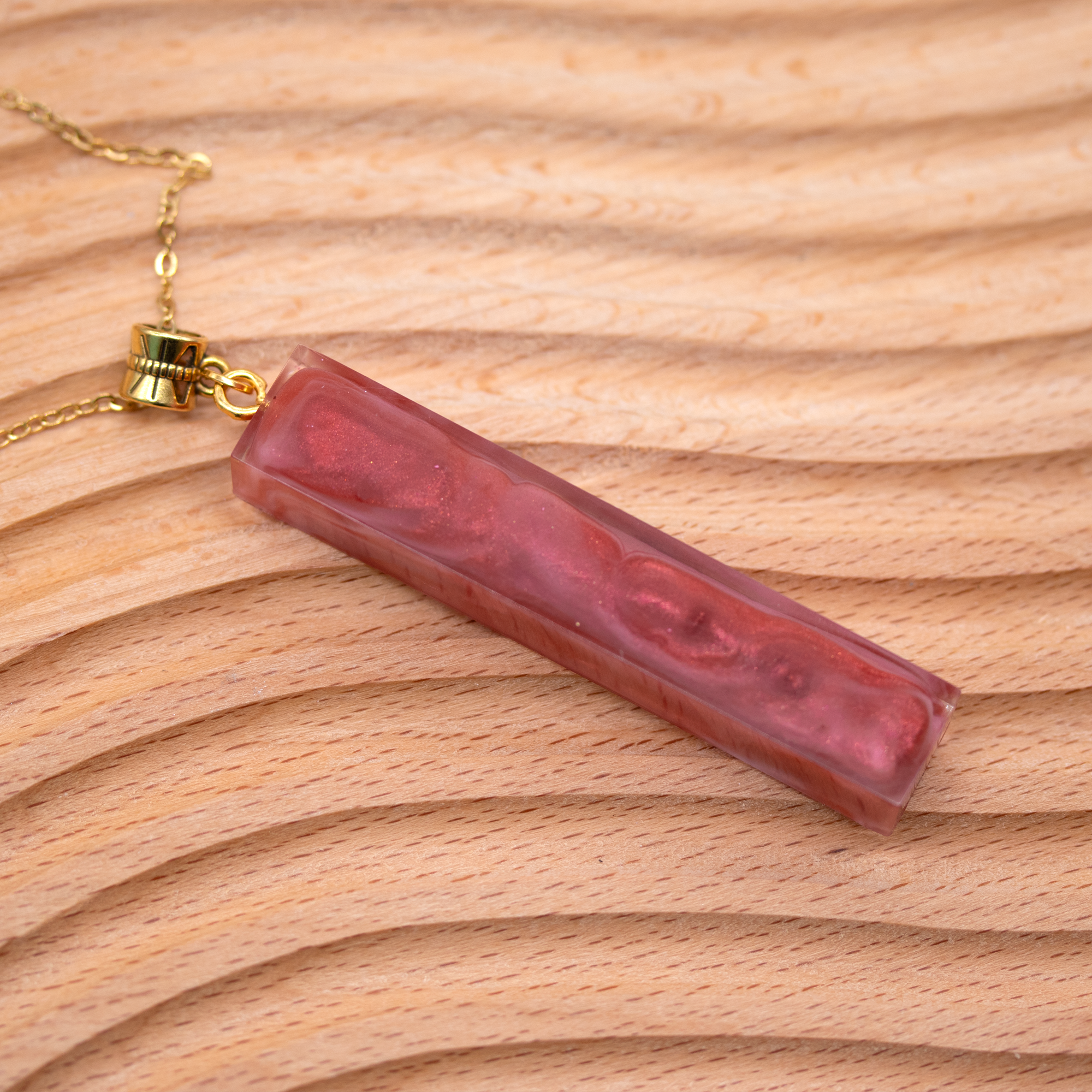 Smokey Red Marble Simple Bar Pendant image 2