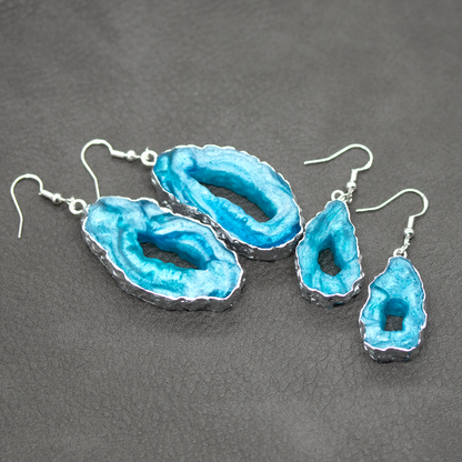 Aqua Blue Water Geode Earrings image 2