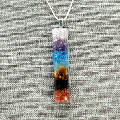 Minimalist 7 Chakra Stone Healing Crystals Bar Pendant image 5