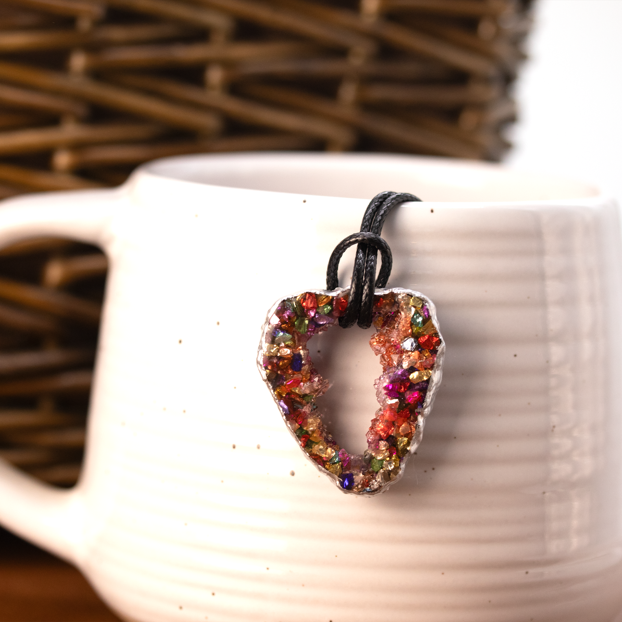 Rainbow Geode Pendant and Earrings Set image 3