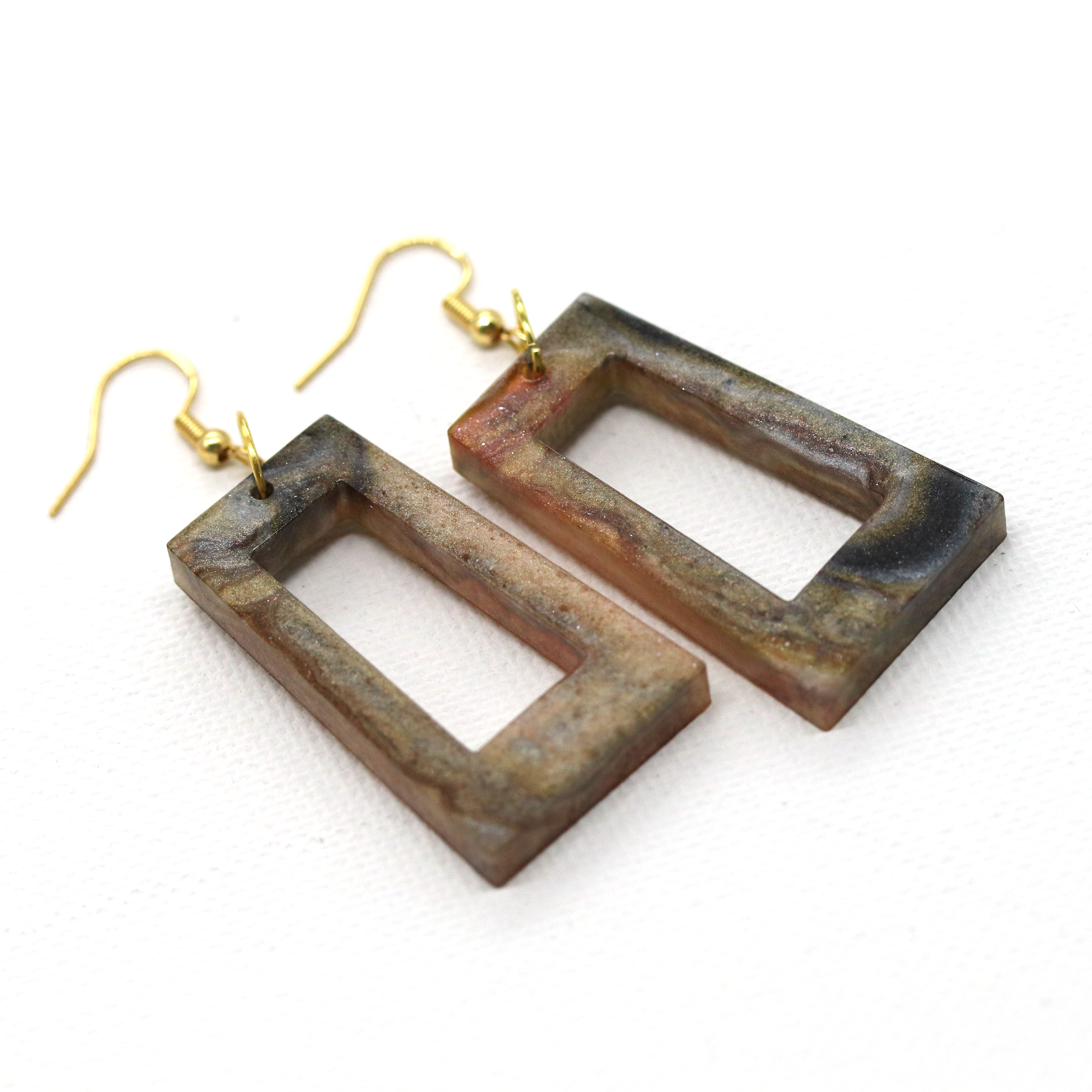 Smokey Tortoiseshell Boho Trapezoid-Shaped Earrings image 2