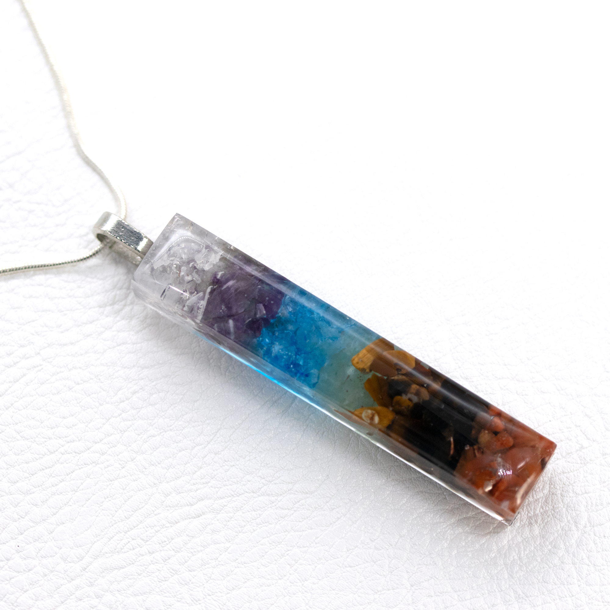 Minimalist 7 Chakra Stone Healing Crystals Bar Pendant image 4