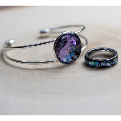 Abalone Shell Bangle Cuff Bracelet