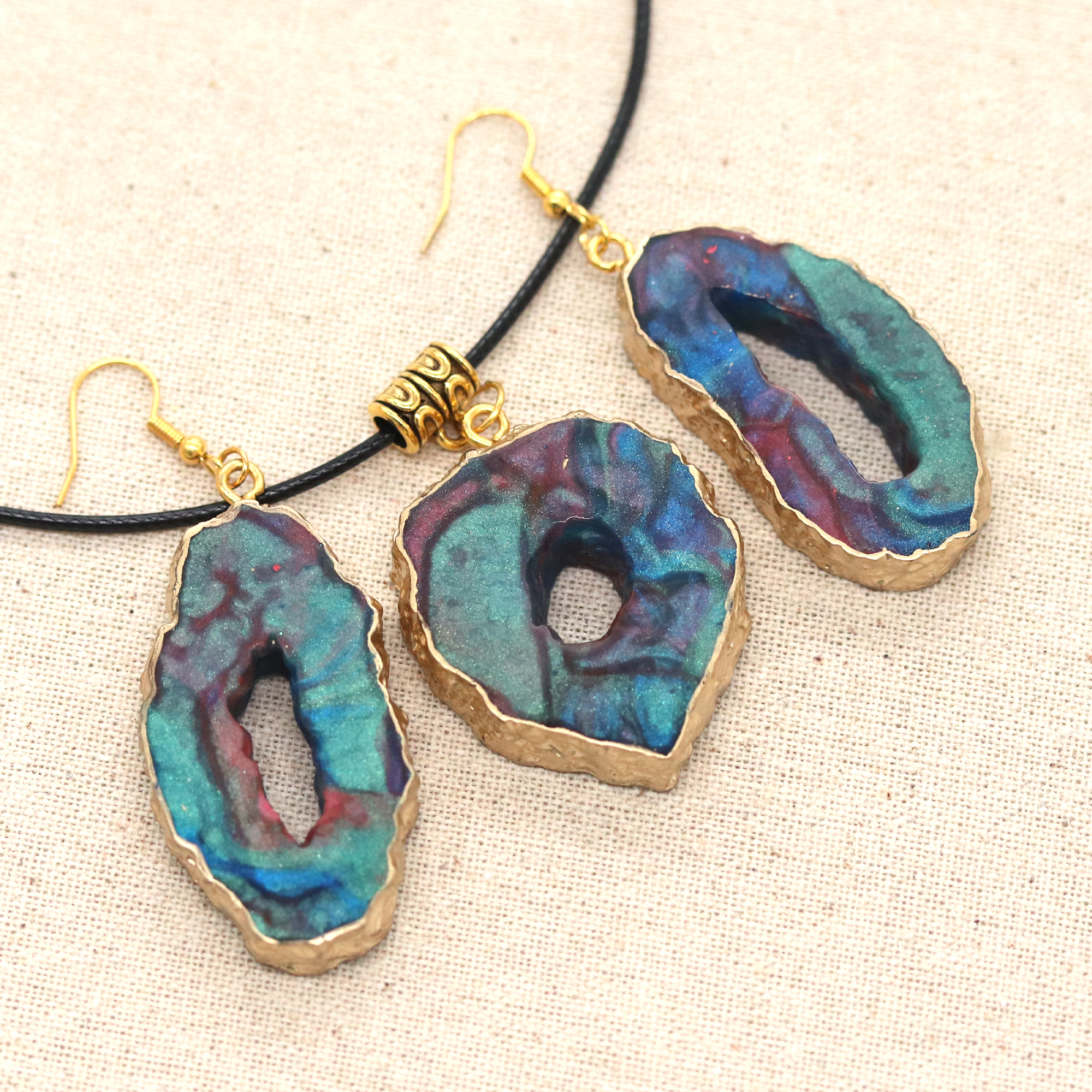 Earthy Galaxy Geode Big Earrings image 0