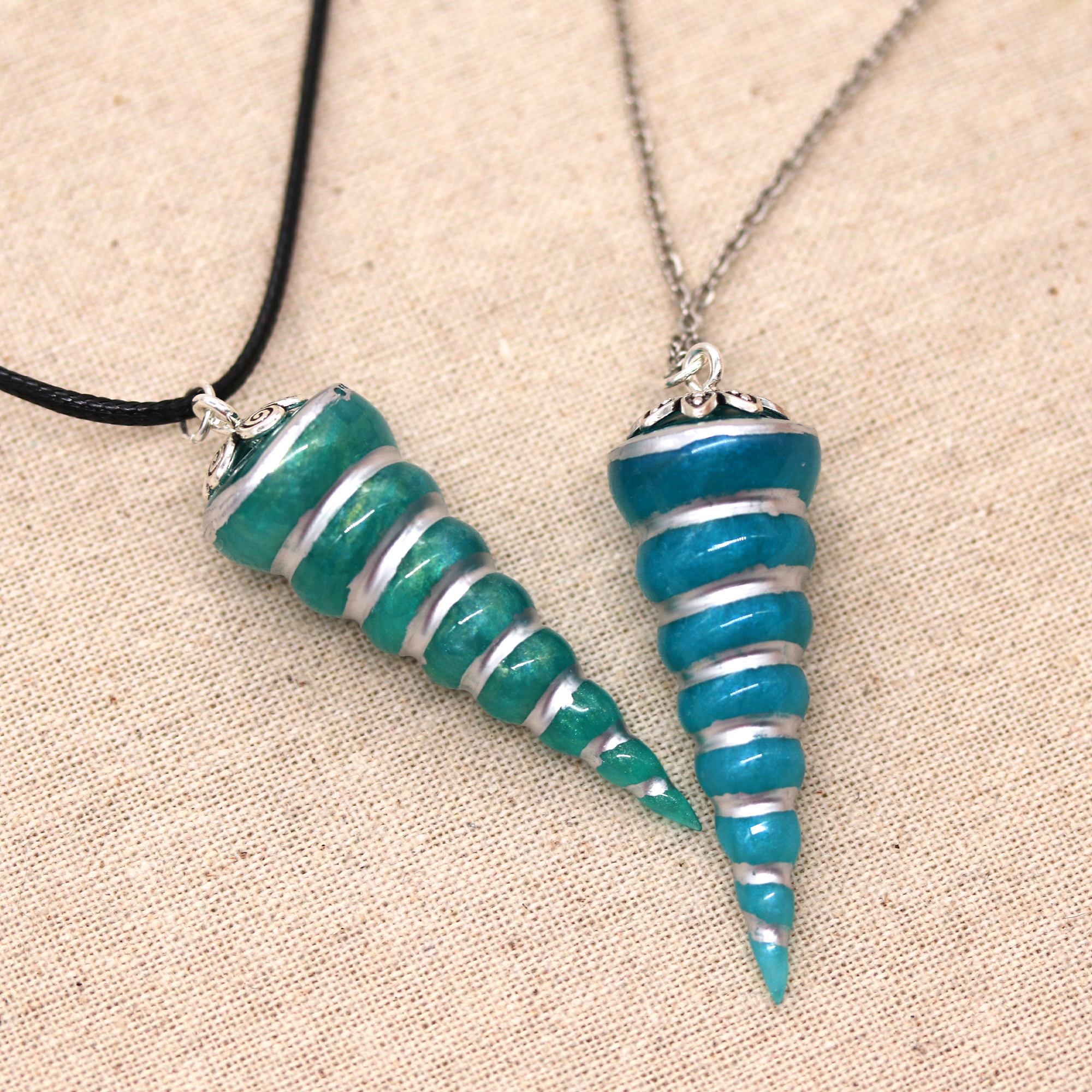 Teal or Blue Unicorn Horn Pendant image 4