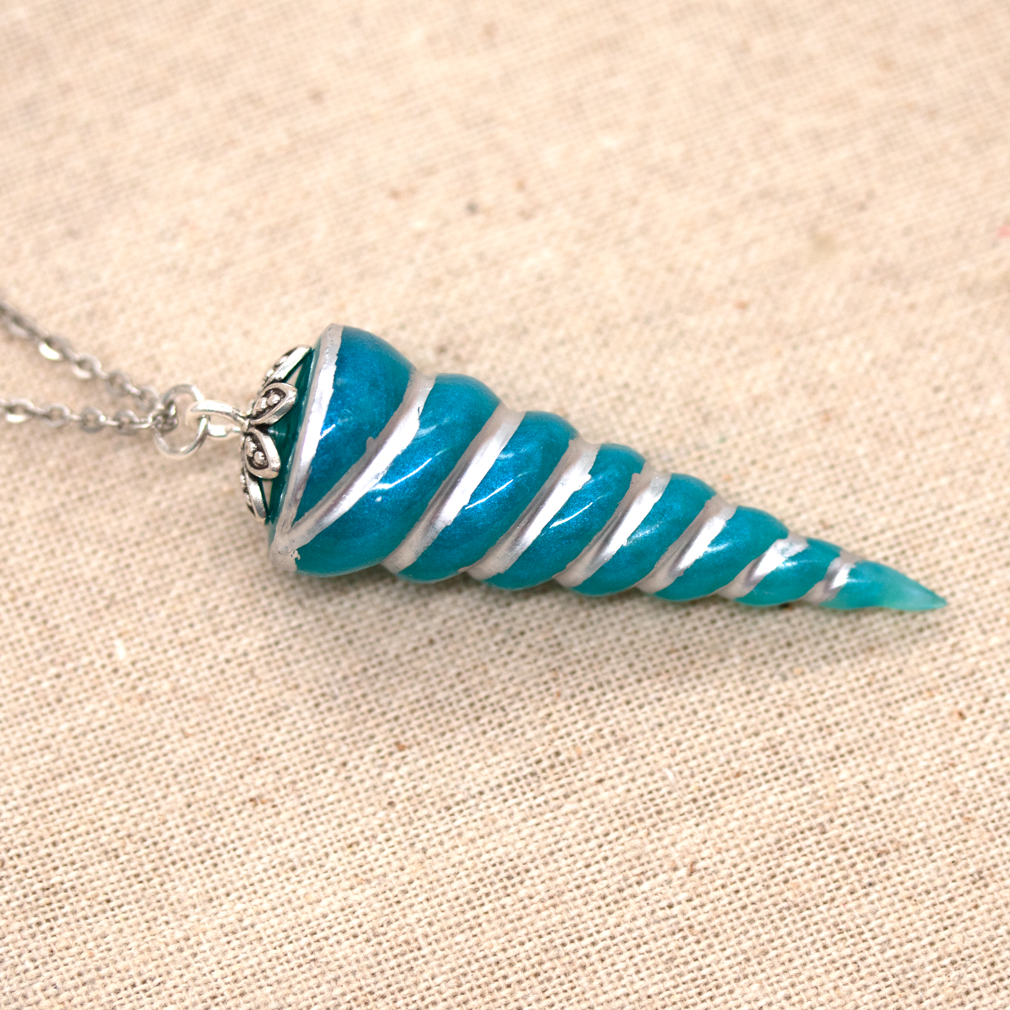 Teal or Blue Unicorn Horn Pendant image 3