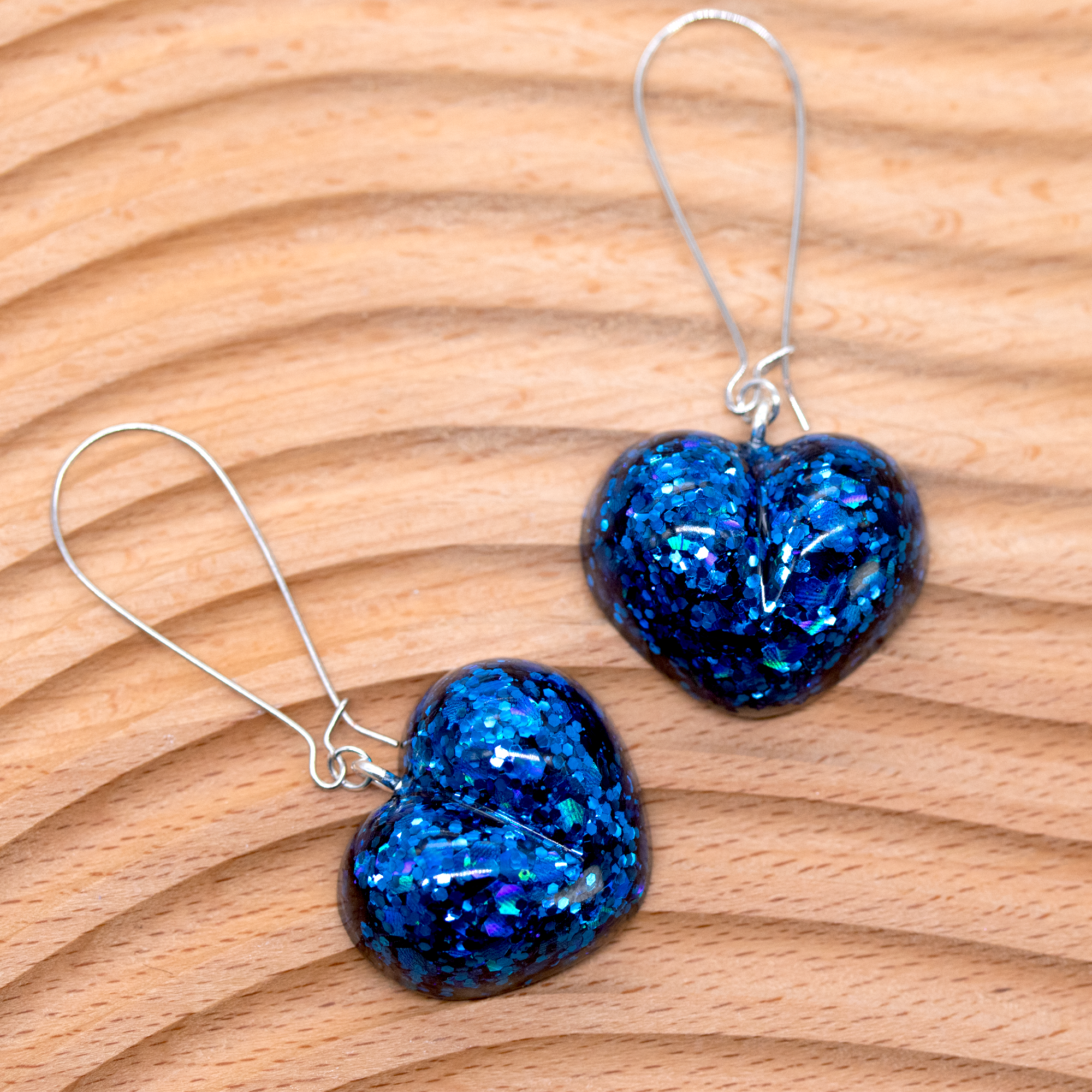 Hanukkah Blue Sparkly Heart Earrings image 5