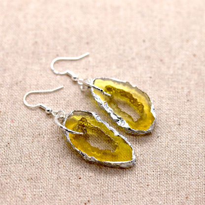 November - Citrine  Birthstone Inspired Geode Earrings image 1