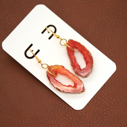 Amber Topaz Oval Geode Earrings image 2