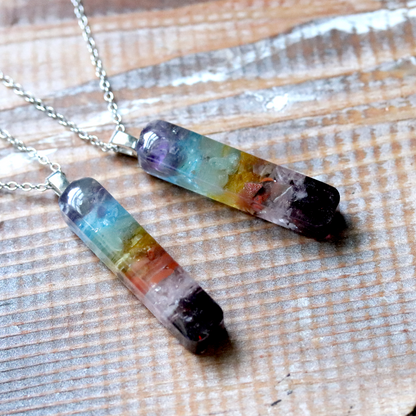 Chakra Rainbow Healing Crystal Bar Pendant image 0