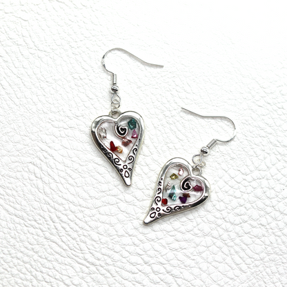 Confetti Scroll Heart Framed Earrings image 0