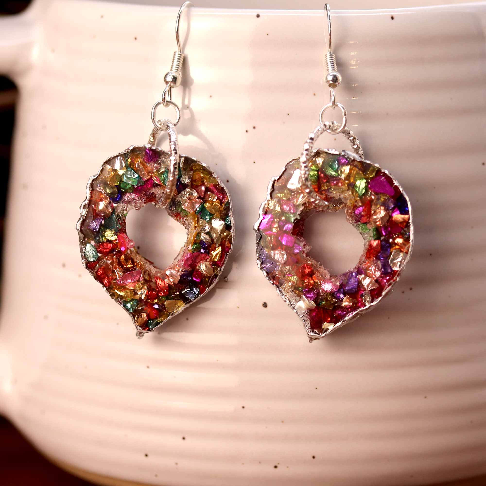 Rainbow Geode Pendant and Earrings Set image 4