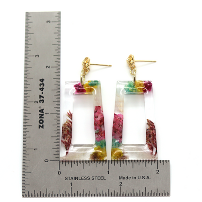 Gold Rose Post Boho Botanical Flower Trapezoid Earrings image 7