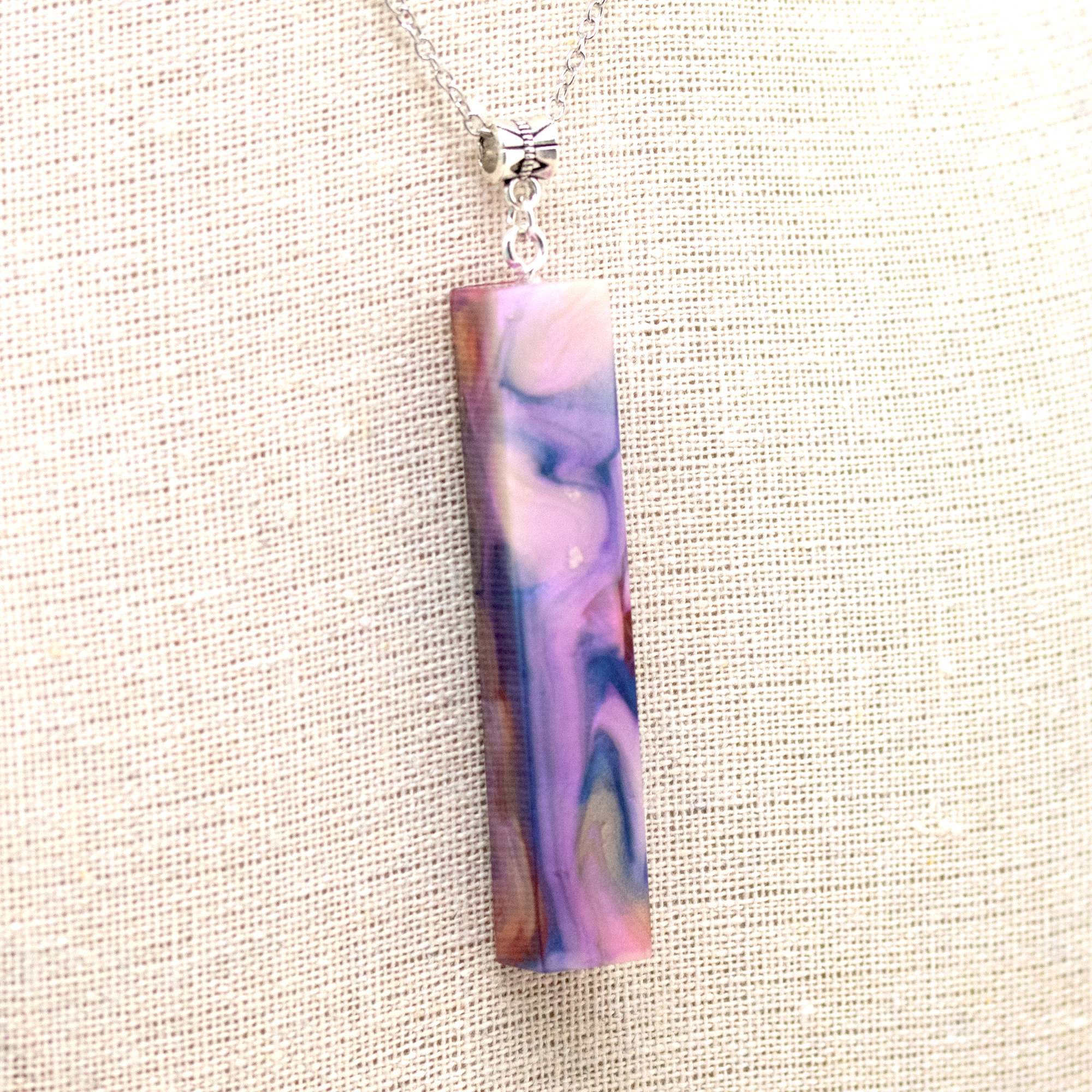 Pink + Purple Opal Marble Simple Bar Pendant image 4