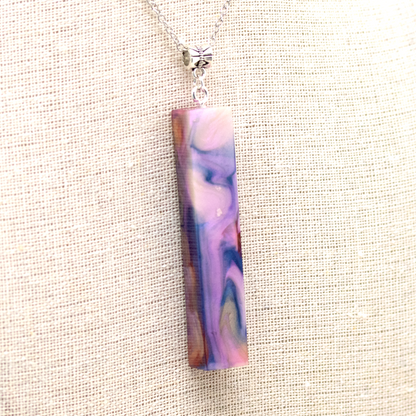 Pink + Purple Opal Marble Simple Bar Pendant image 4