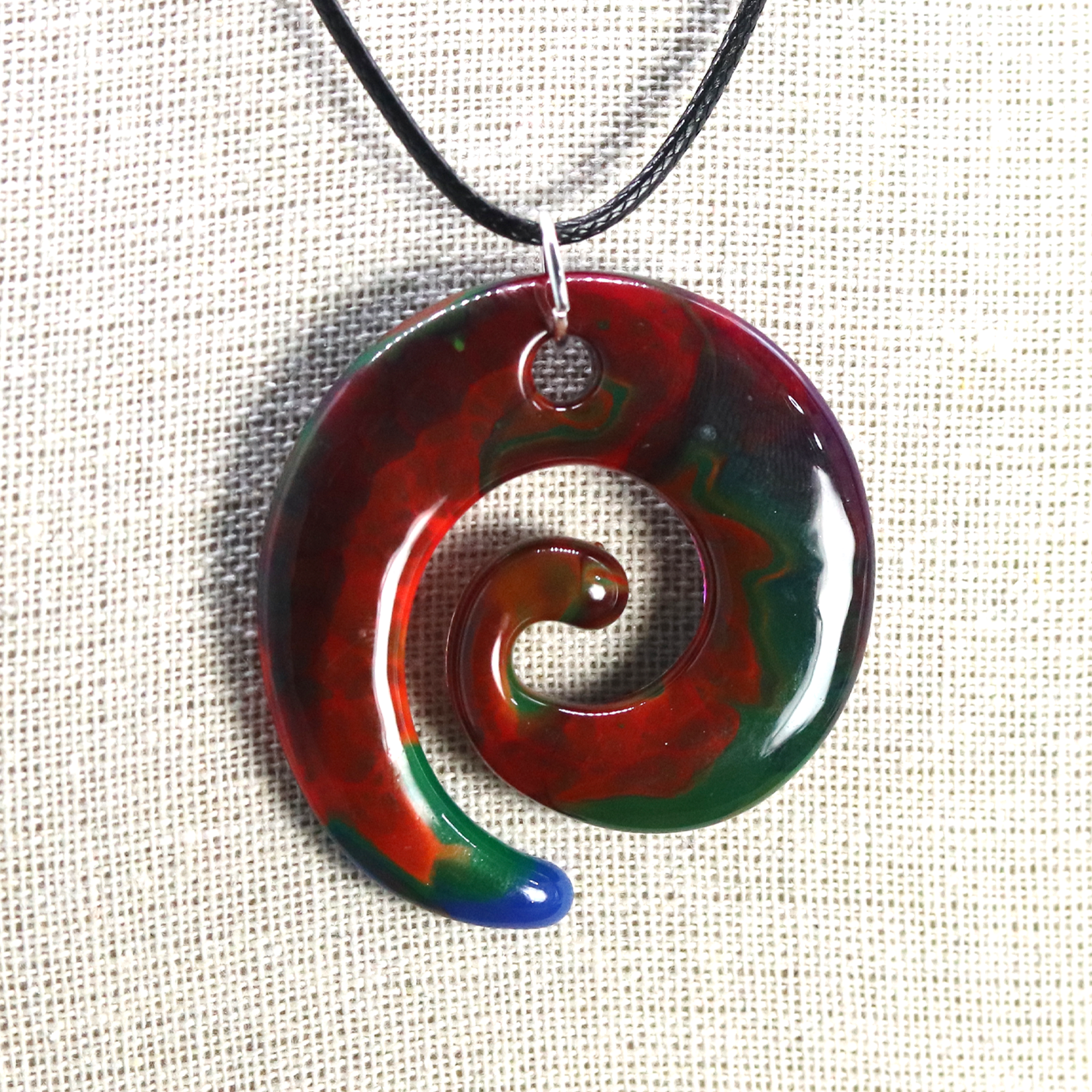 Rainbow Marble Spiral Pendant image 5