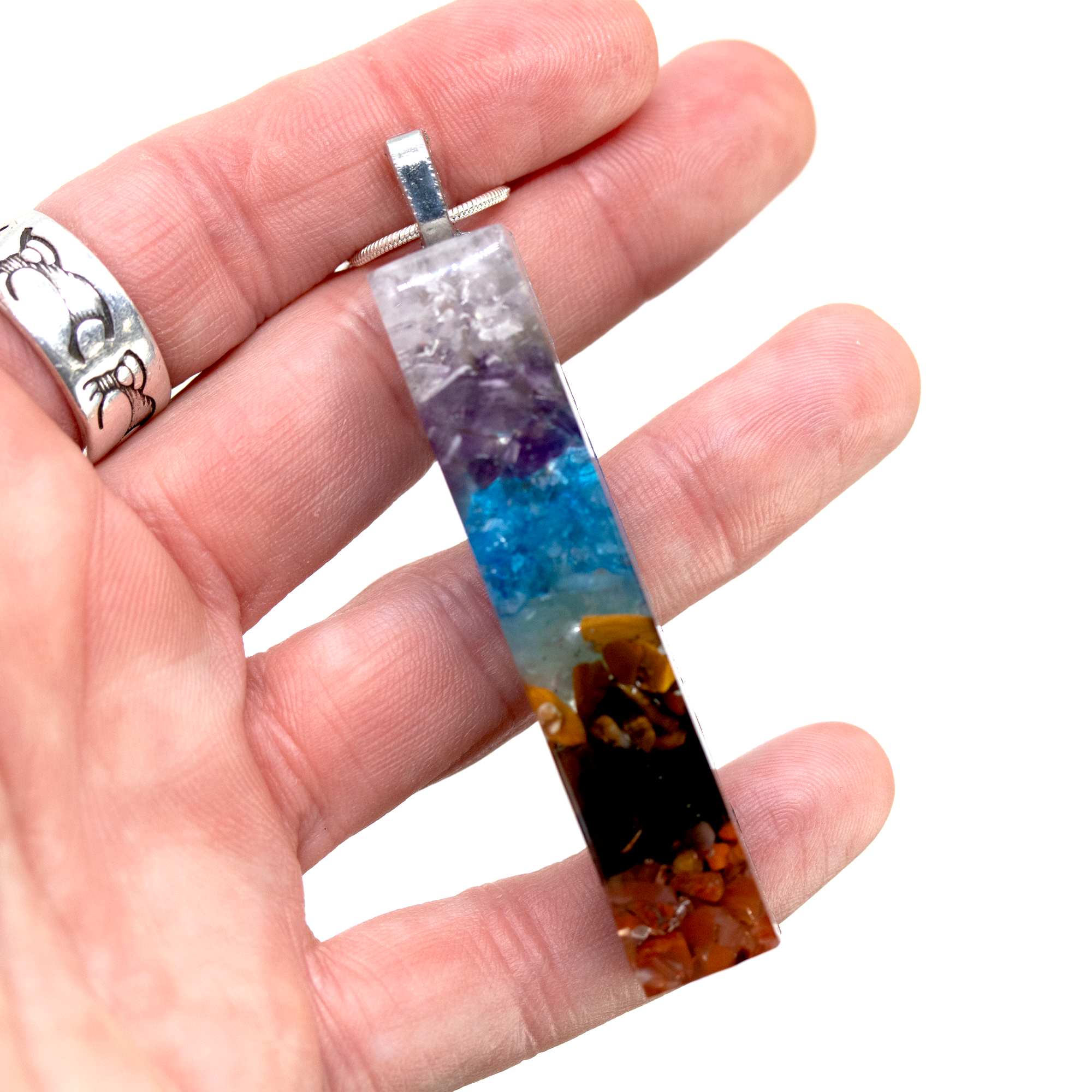 Minimalist 7 Chakra Stone Healing Crystals Bar Pendant image 8