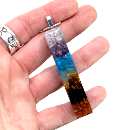 Minimalist 7 Chakra Stone Healing Crystals Bar Pendant image 8