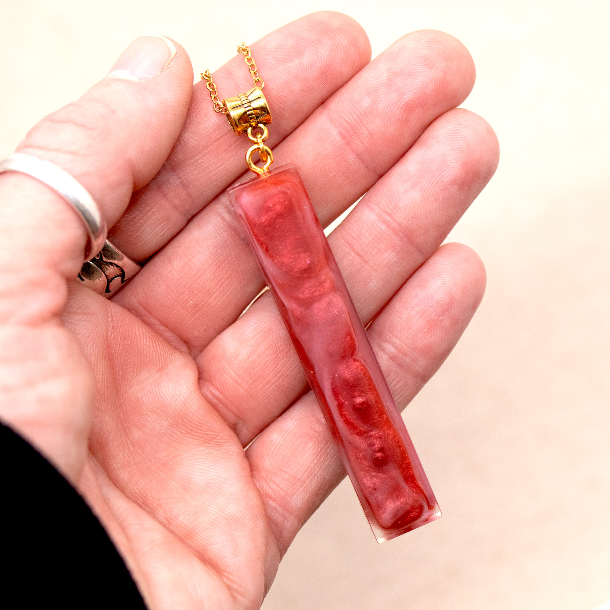 Smokey Red Marble Simple Bar Pendant image 6