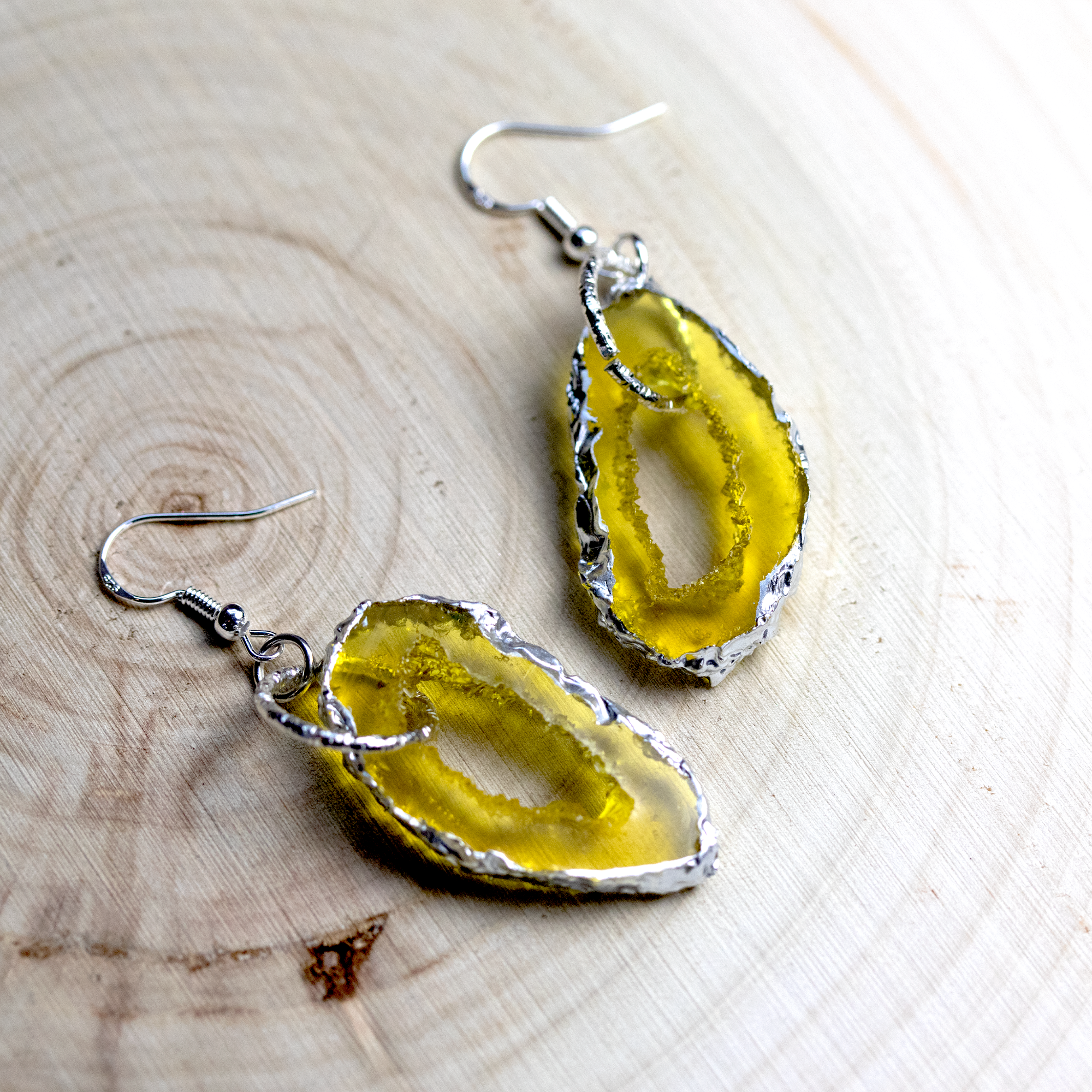 November - Citrine  Birthstone Inspired Geode Earrings image 0