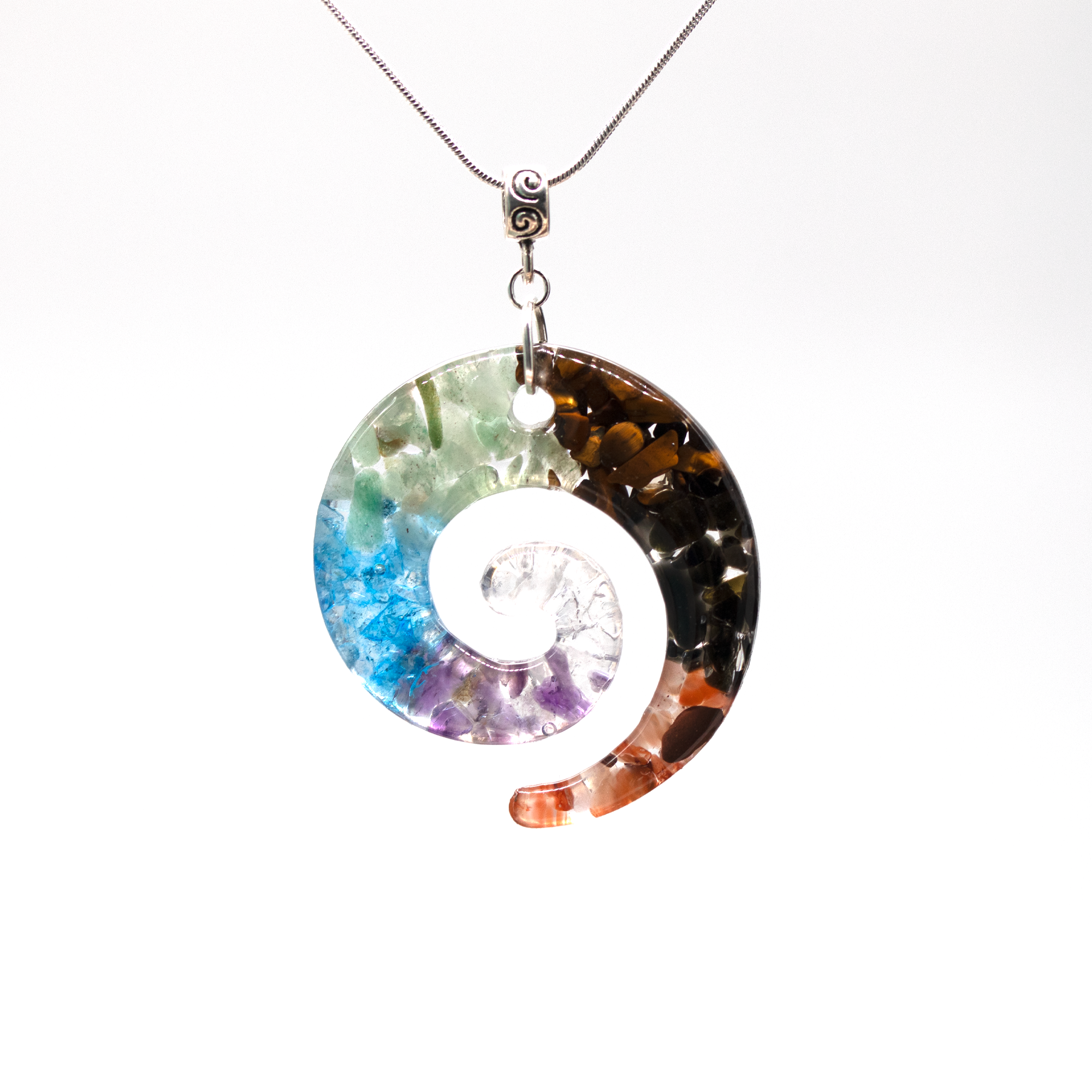 7 Chakra Stone Healing Crystal Spiral Pendant image 7