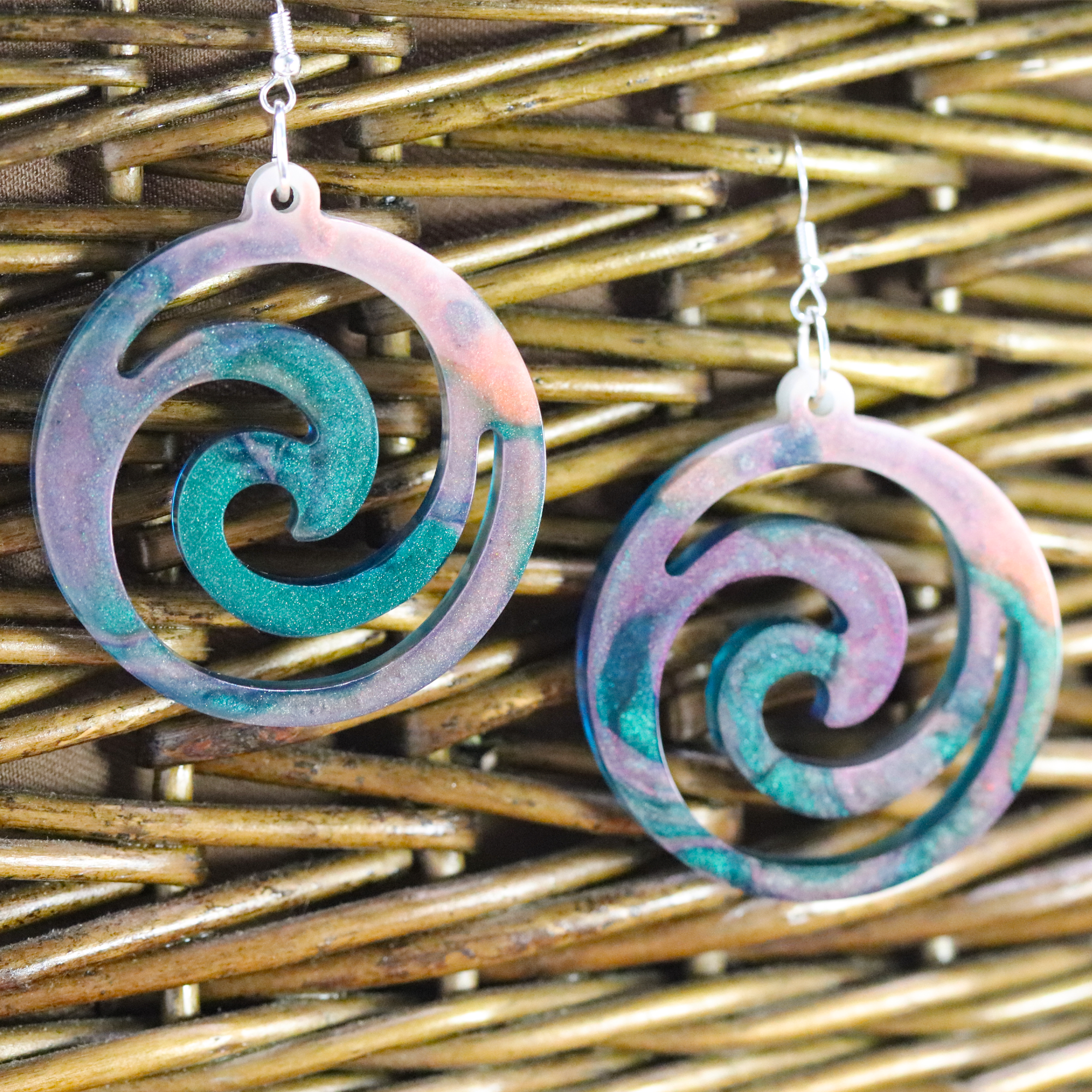 Jungle Marble Big Boho Spiral Earrings image 1