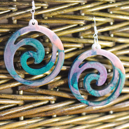 Jungle Marble Big Boho Spiral Earrings image 1