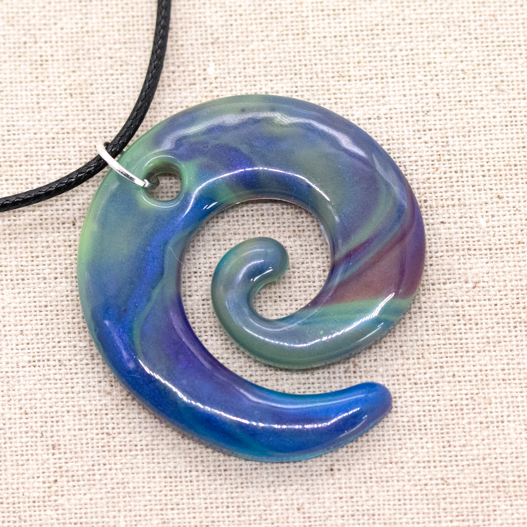 Blue Earth Marble Spiral Pendant image 5