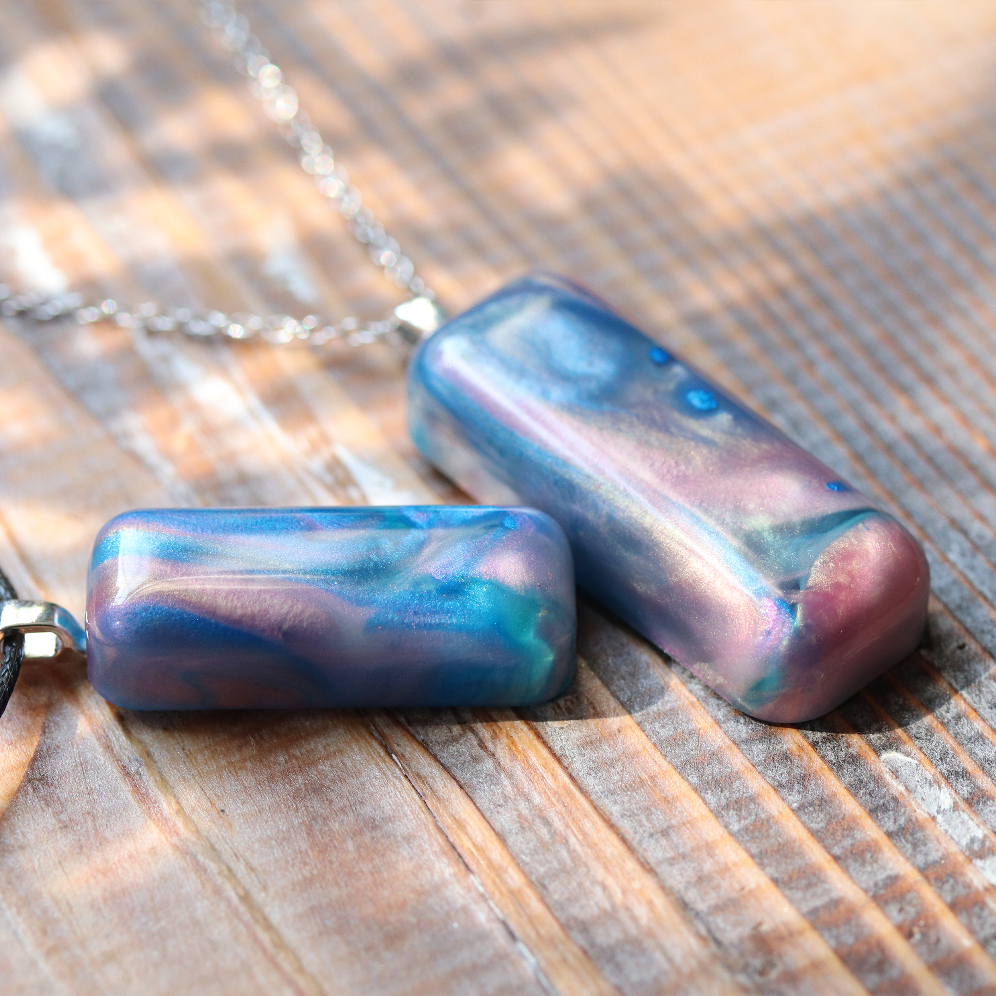 Pink + Blue Opal Worry Stone Pendant image 2