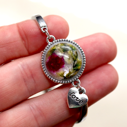 Love Botanical Flower Adjustable Silver Bracelet image 4