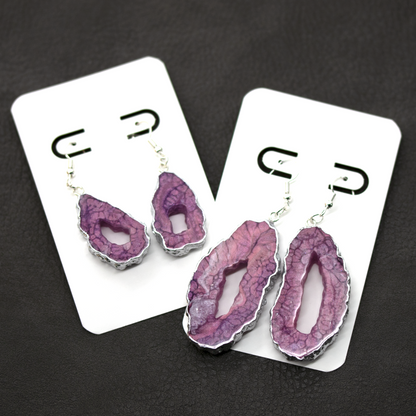 Lavender Crackle Geode Earrings Set image 0