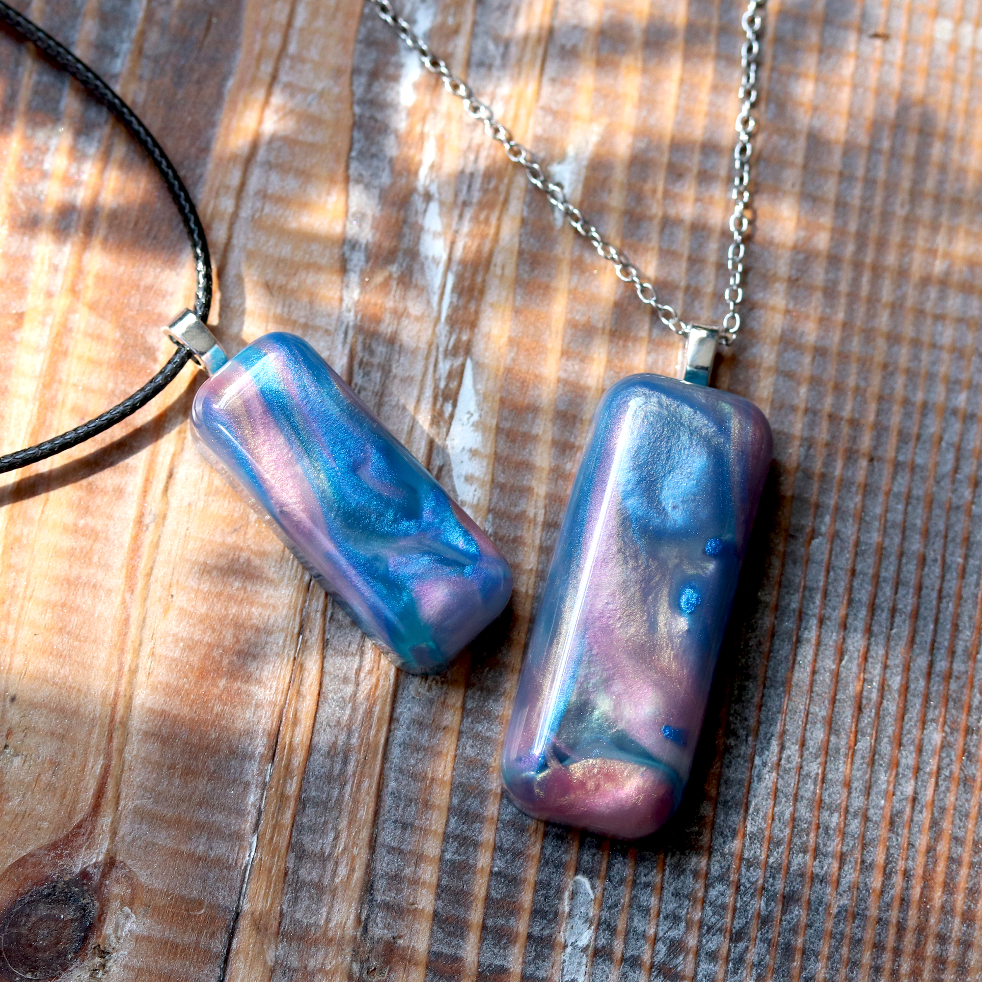 Pink + Blue Opal Worry Stone Pendant image 0