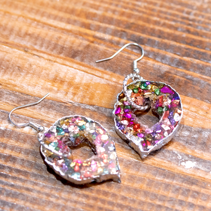 Rainbow Geode Pendant and Earrings Set image 5