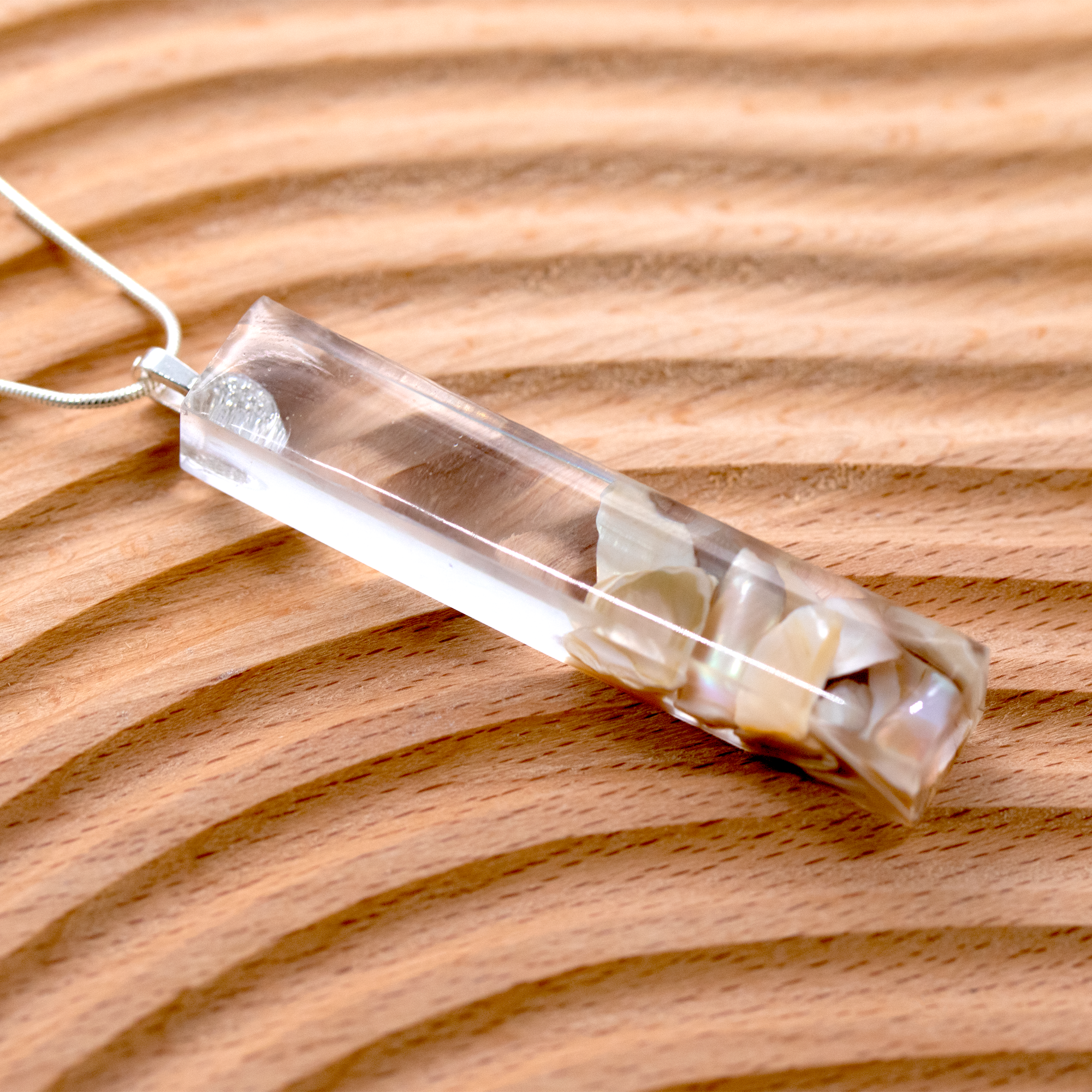 Minimalist Mother of Pearl Shell Bar Pendant image 4