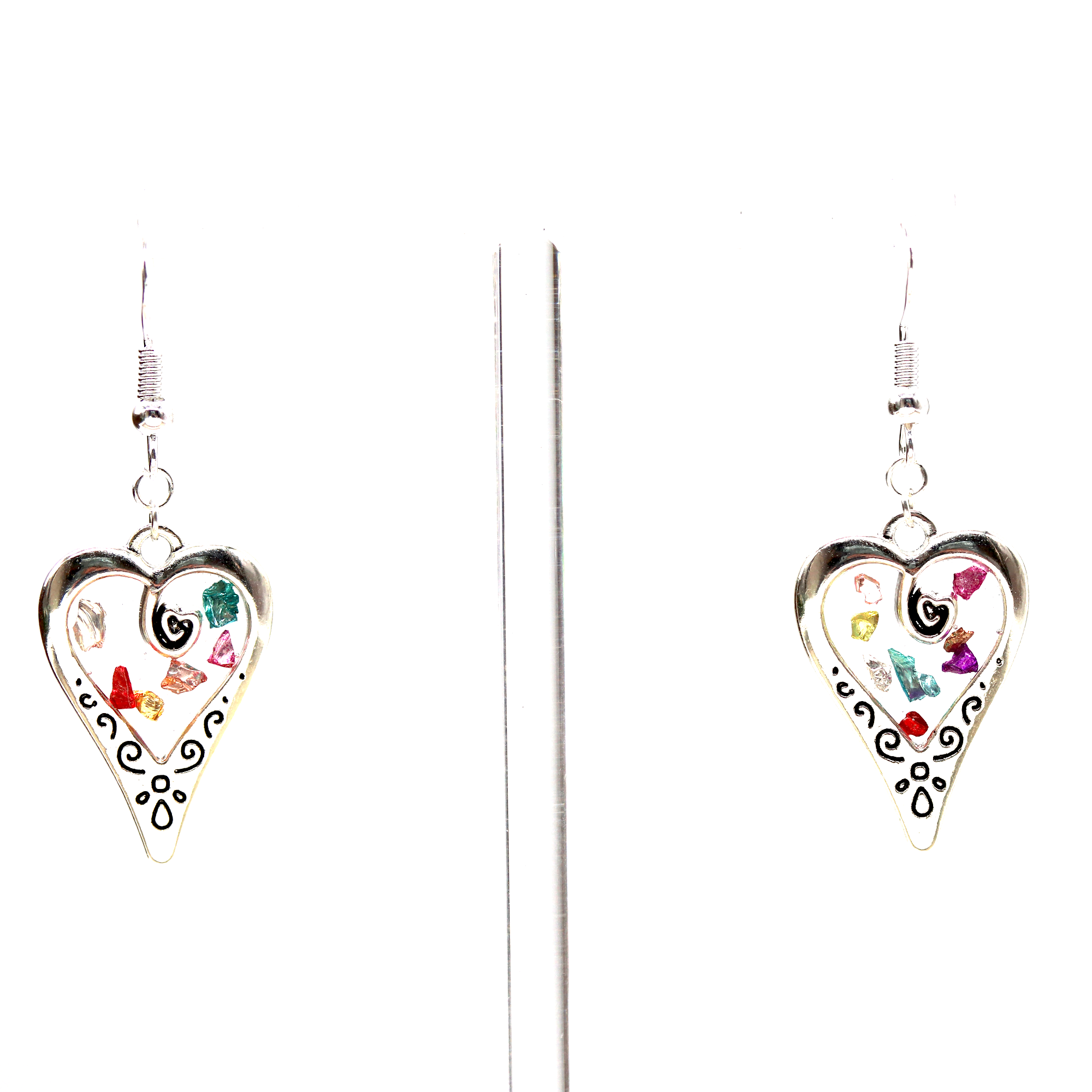 Confetti Scroll Heart Framed Earrings image 6