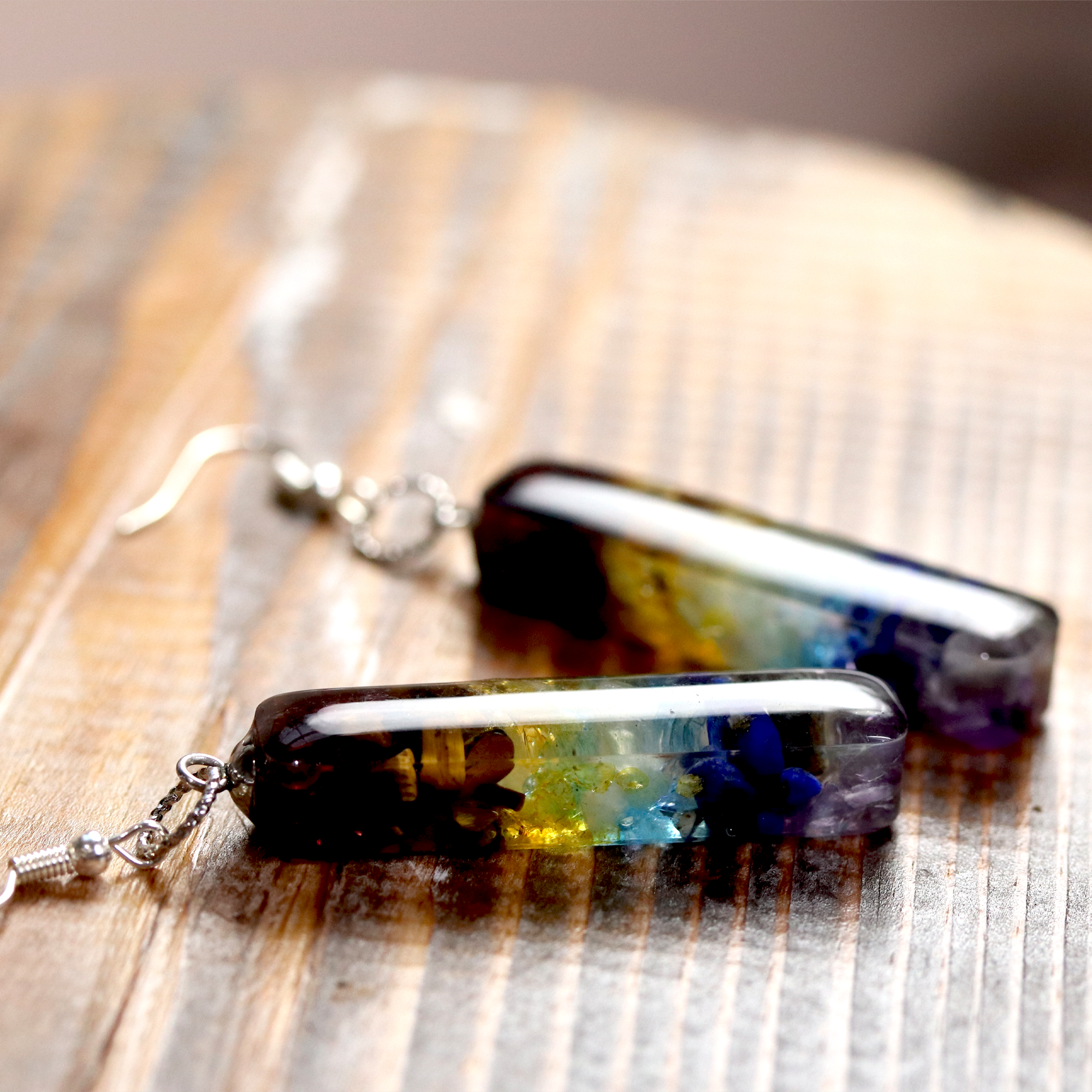 7 Chakra Stone Healing Crystal Bar Dangling Earrings image 5