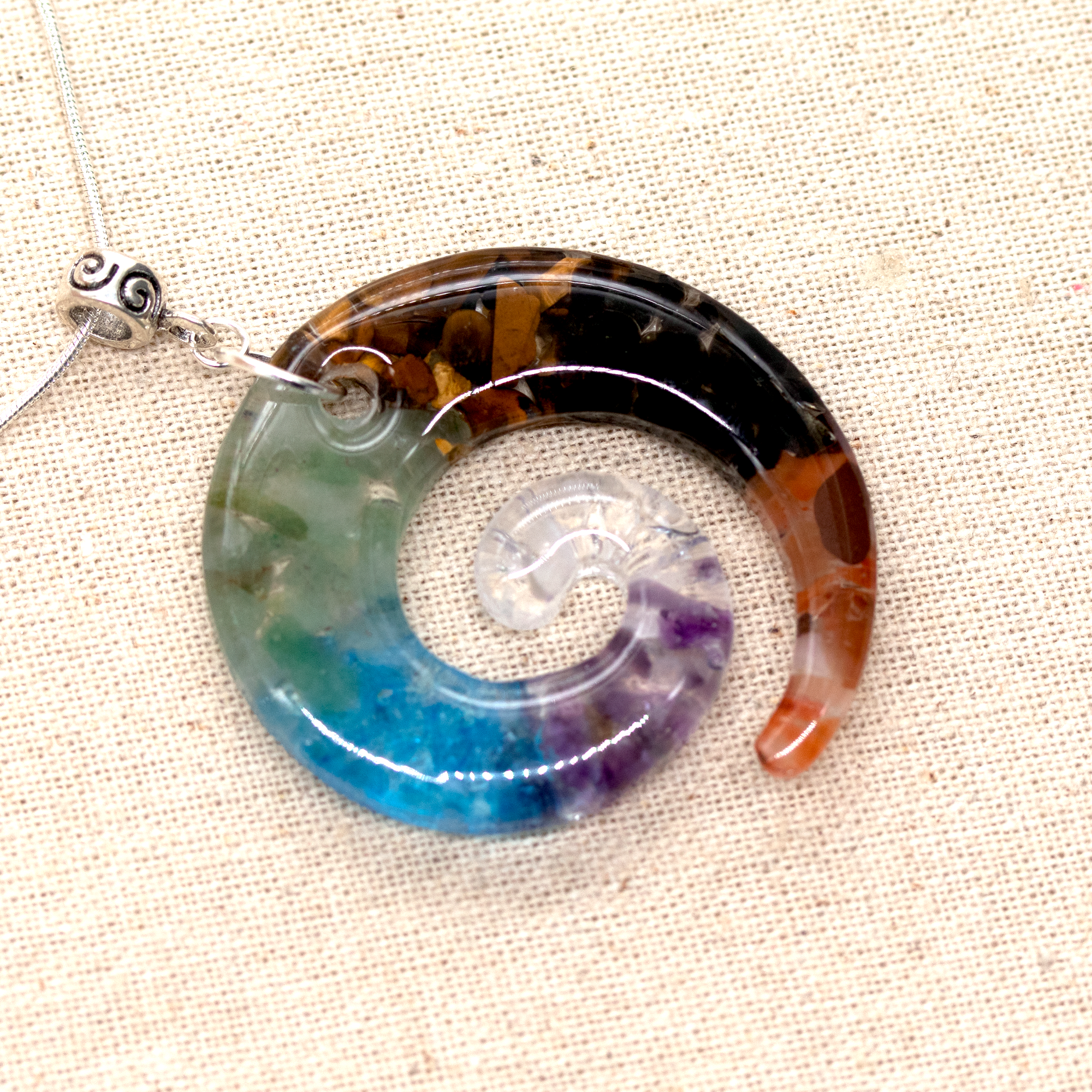 7 Chakra Stone Healing Crystal Spiral Pendant image 5