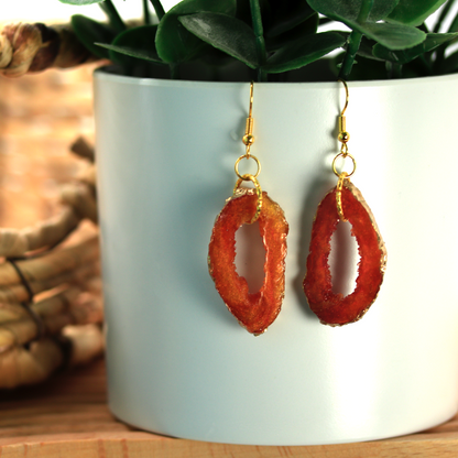 Amber Topaz Oval Geode Earrings image 1