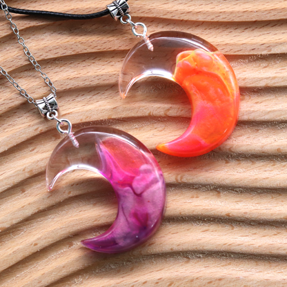 Pink or Orange Crescent Moon Pendant image 6